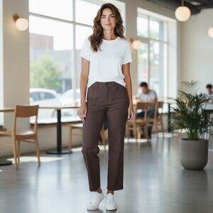 Universal Standard Womens Ponte Knit Brown Straight Leg Pants Size XS Minimalist